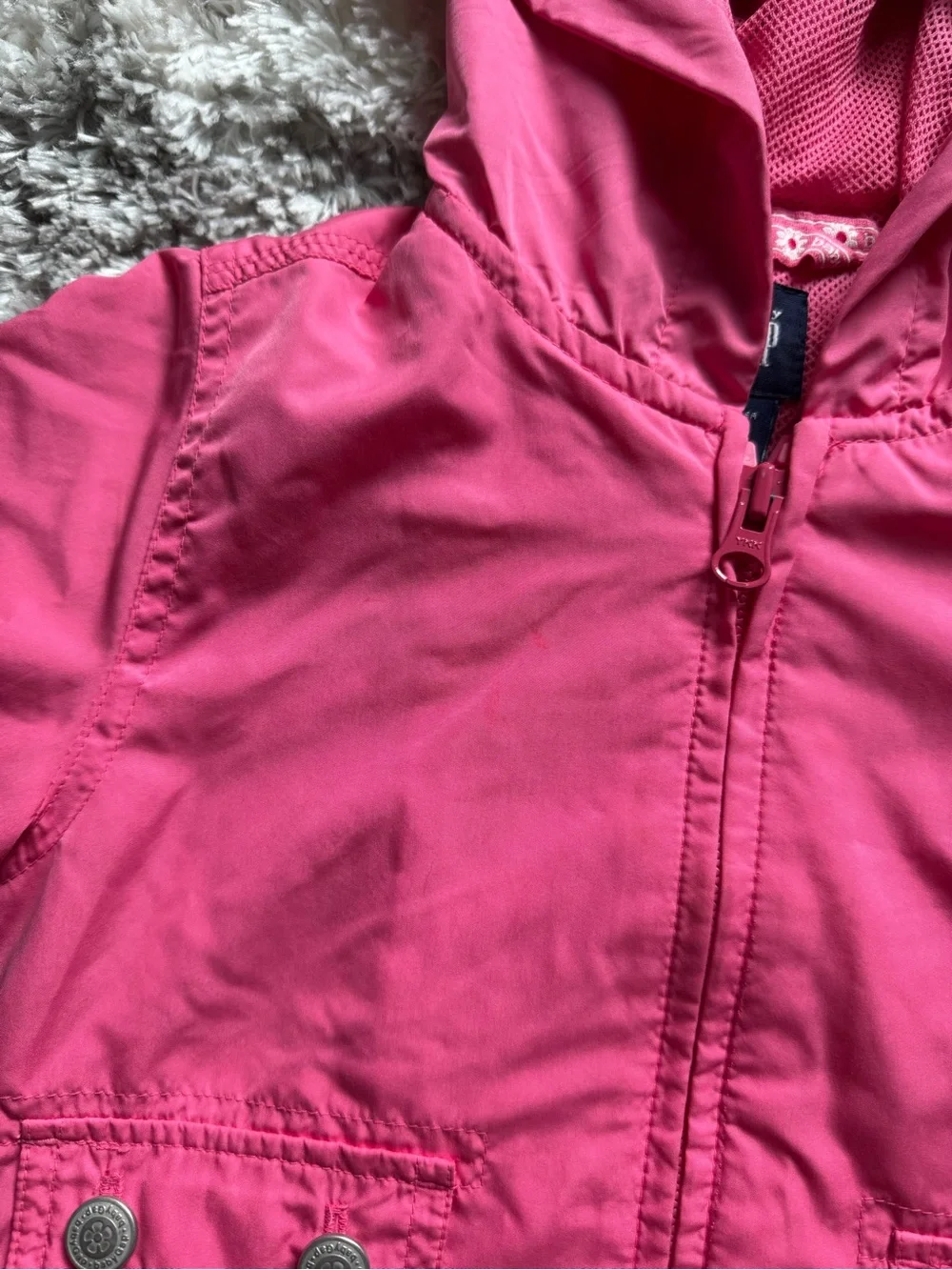 Baby GAP Y2K Lightweight Hooded Pink Windbreaker Rain Jacket — 2 years
